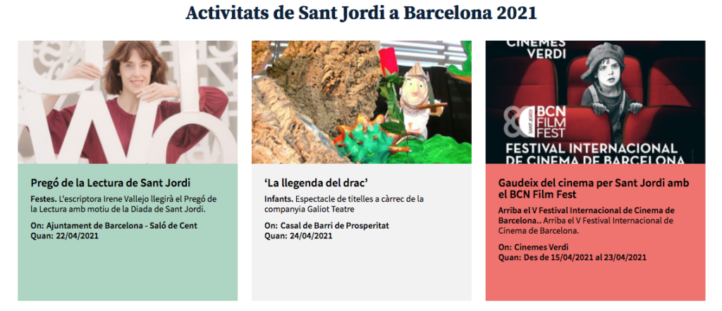 Sant Jordi activities 2021 