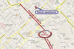 location map of the Dandi apartment for rent in Eixample Barcelona