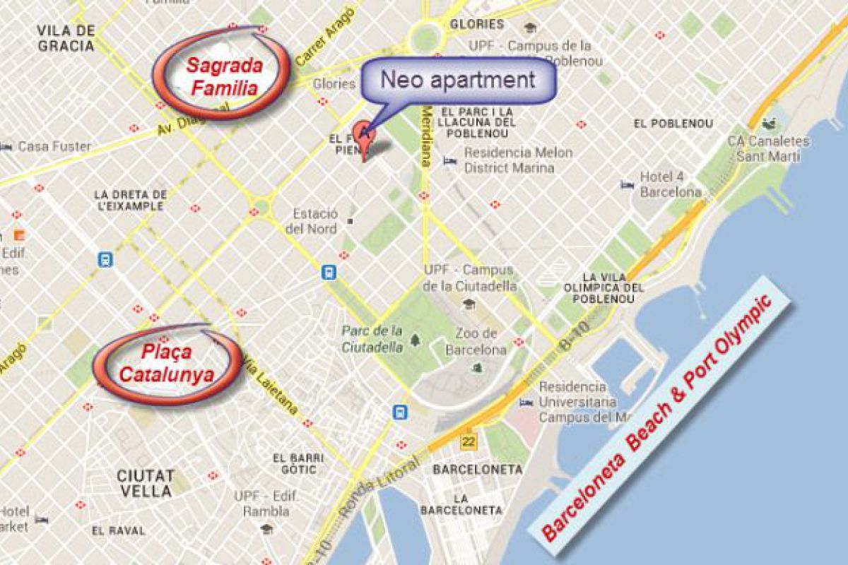 location map of the Neo apartment in Eixample Barcelona