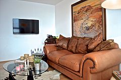 super comfortable leather sofa in the living space