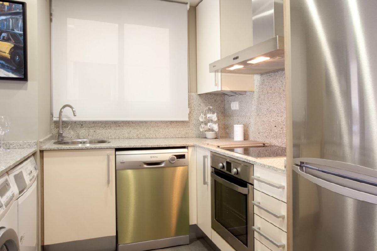 sleek modern fully equipped kitchen