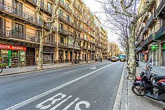 view of the street where the ArtBlue apartment is located in Barcelona